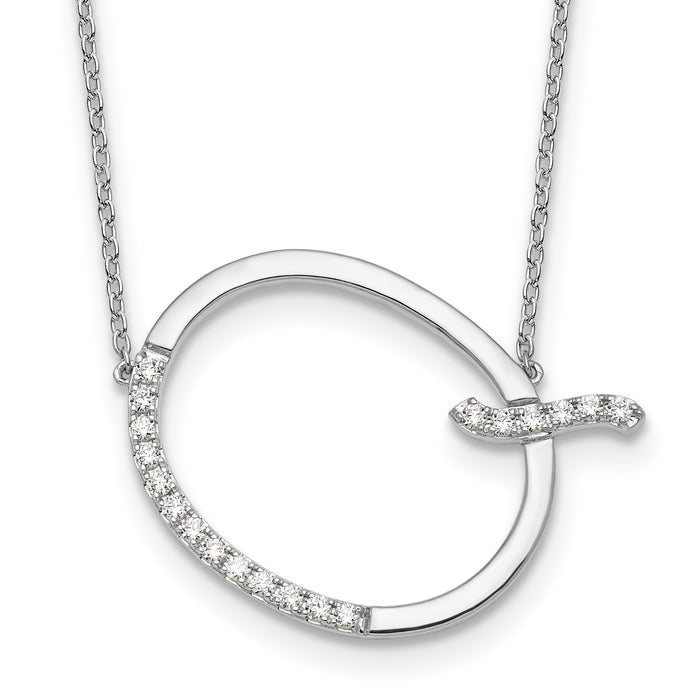 14K White Gold Sideways Diamond Initial Q Necklace-PM9844Q-023-WA
