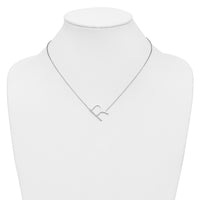 14K White Gold Sideways Diamond Initial R Necklace-PM9844R-014-WA