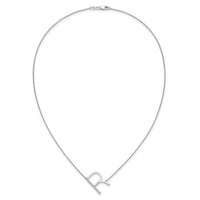 14K White Gold Sideways Diamond Initial R Necklace-PM9844R-014-WA