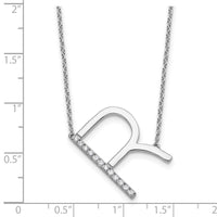 14K White Gold Sideways Diamond Initial R Necklace-PM9844R-014-WA