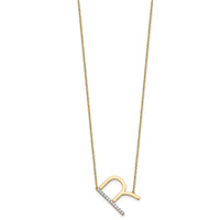 14K Sideways Diamond Initial R Necklace-PM9844R-014-YA