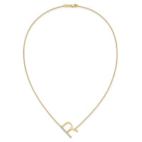 14K Sideways Diamond Initial R Necklace-PM9844R-014-YA