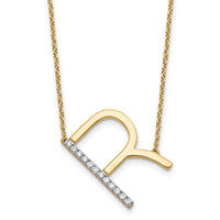 14K Sideways Diamond Initial R Necklace-PM9844R-014-YA