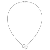 14K White Gold Sideways Diamond Initial S Necklace-PM9844S-019-WA