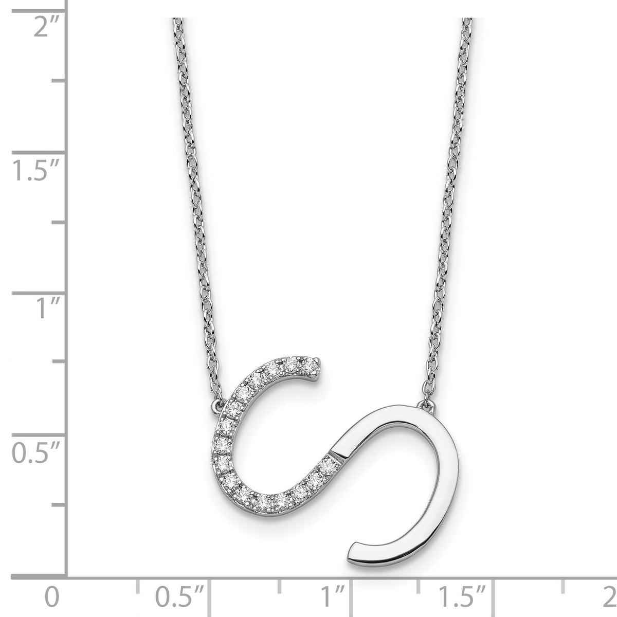 14K White Gold Sideways Diamond Initial S Necklace-PM9844S-019-WA