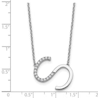 14K White Gold Sideways Diamond Initial S Necklace-PM9844S-019-WA
