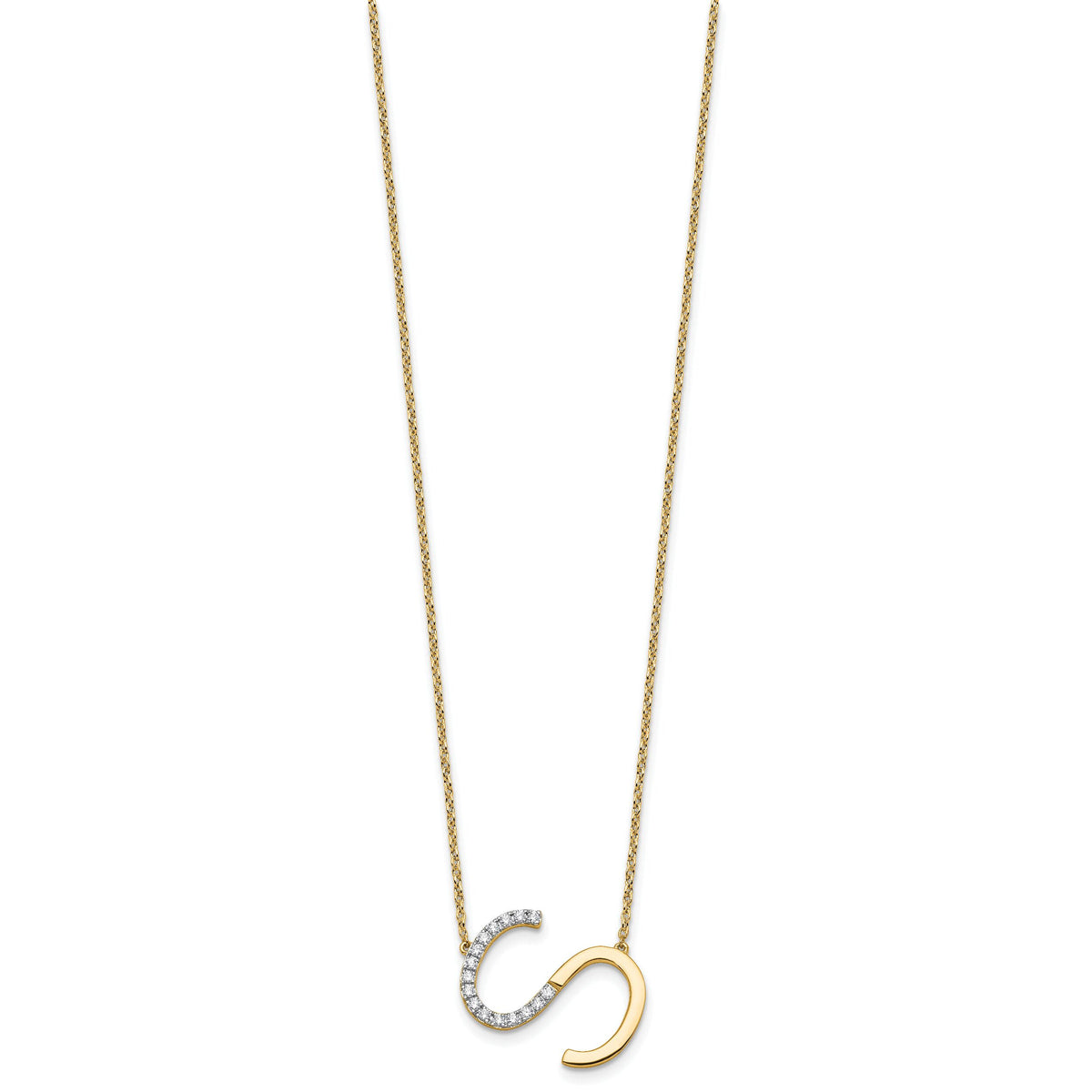 14K Sideways Diamond Initial S Necklace-PM9844S-019-YA