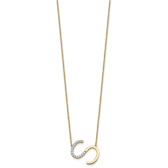 14K Sideways Diamond Initial S Necklace-PM9844S-019-YA