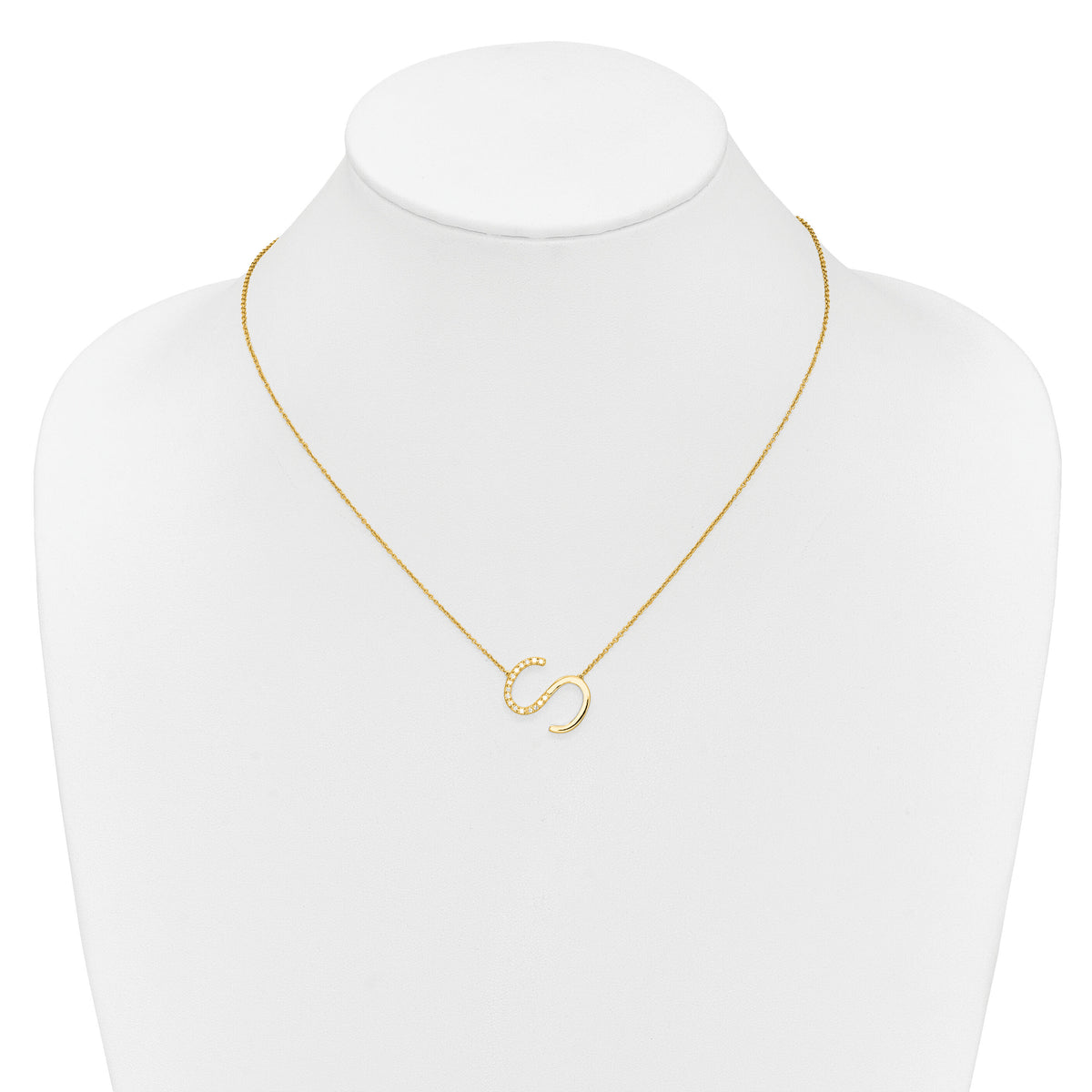 14K Sideways Diamond Initial S Necklace-PM9844S-019-YA