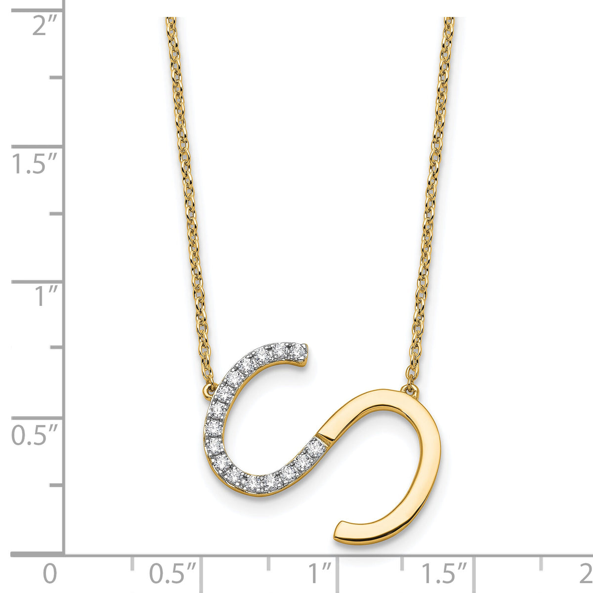 14K Sideways Diamond Initial S Necklace-PM9844S-019-YA