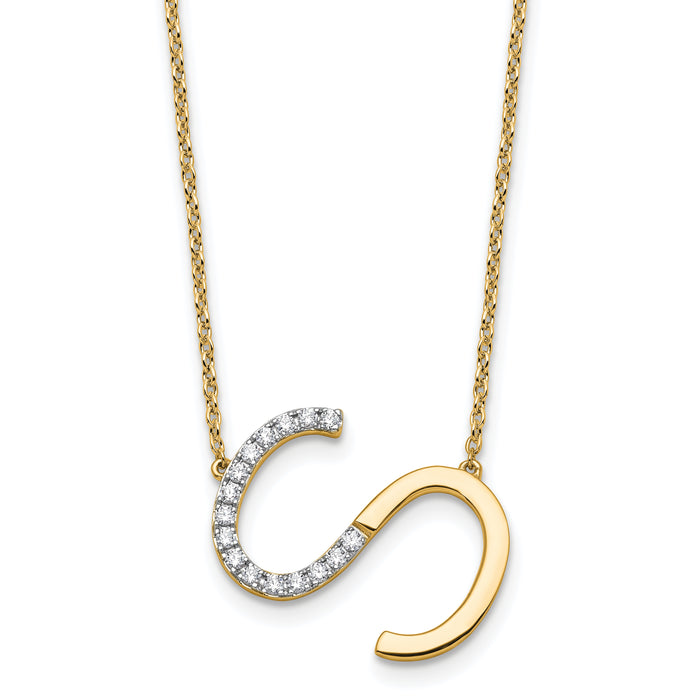 14K Sideways Diamond Initial S Necklace-PM9844S-019-YA