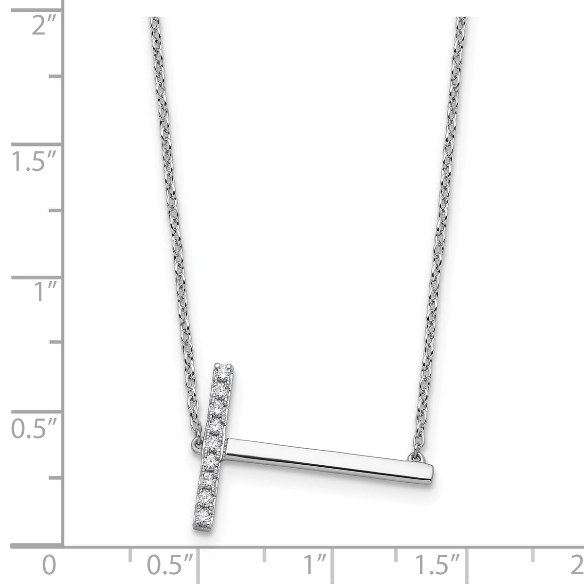 14K White Gold Sideways Diamond Initial T Necklace-PM9844T-011-WA