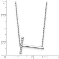 14K White Gold Sideways Diamond Initial T Necklace-PM9844T-011-WA