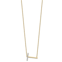 14K Sideways Diamond Initial T Necklace-PM9844T-011-YA