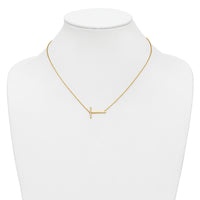 14K Sideways Diamond Initial T Necklace-PM9844T-011-YA