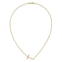 14K Sideways Diamond Initial T Necklace-PM9844T-011-YA