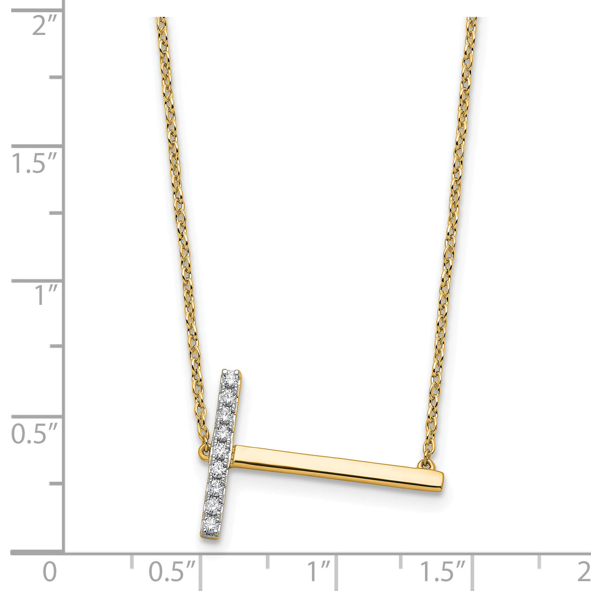 14K Sideways Diamond Initial T Necklace-PM9844T-011-YA