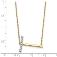 14K Sideways Diamond Initial T Necklace-PM9844T-011-YA