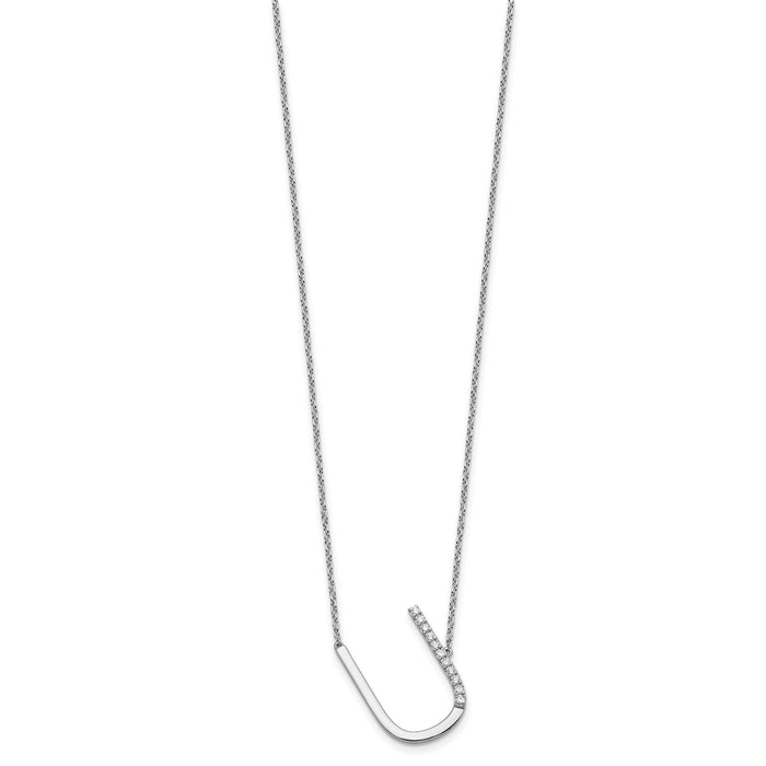 14K White Gold Sideways Diamond Initial U Necklace-PM9844U-013-WA