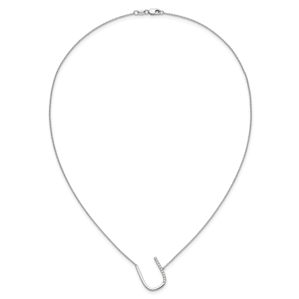 14K White Gold Sideways Diamond Initial U Necklace-PM9844U-013-WA