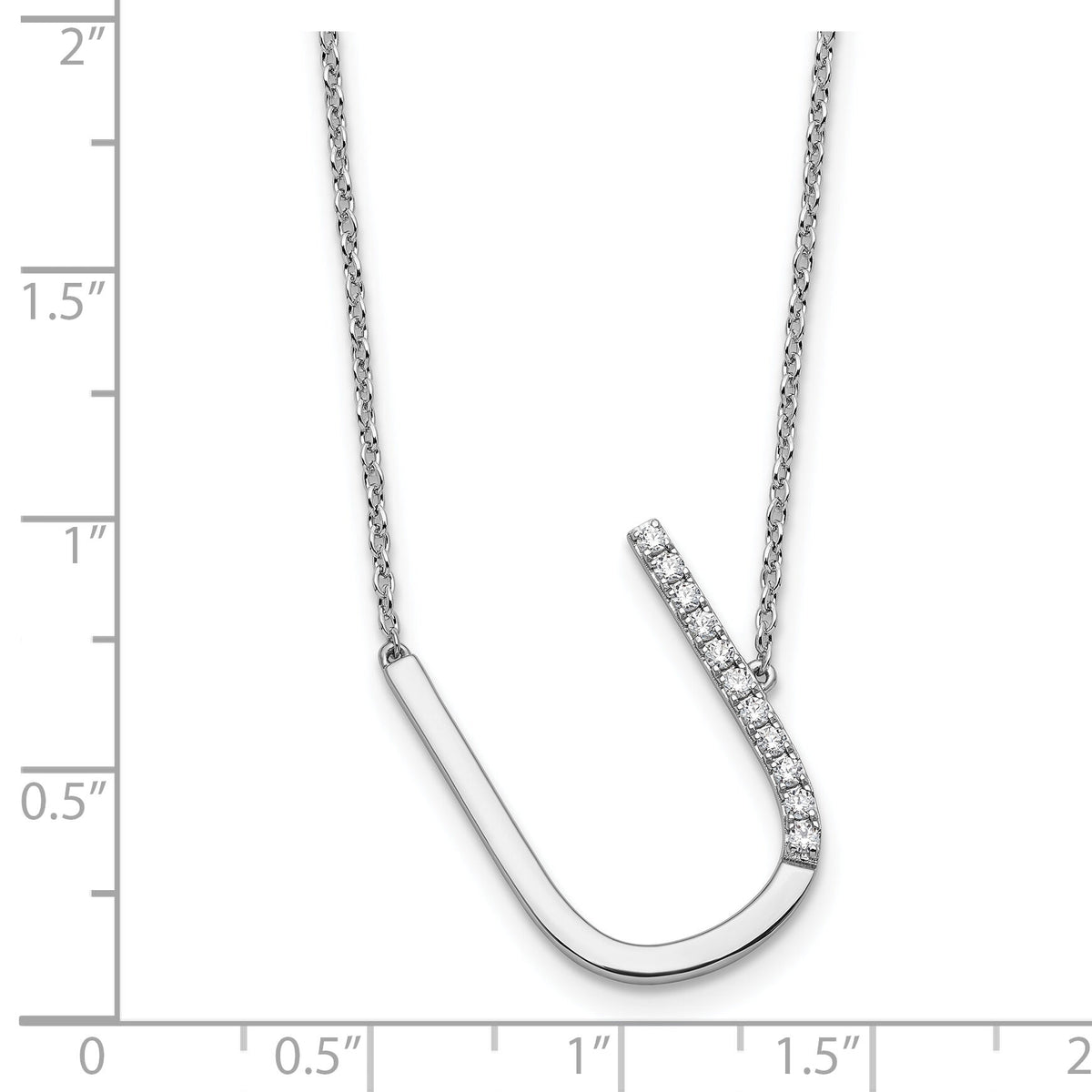 14K White Gold Sideways Diamond Initial U Necklace-PM9844U-013-WA