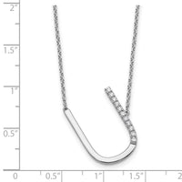 14K White Gold Sideways Diamond Initial U Necklace-PM9844U-013-WA
