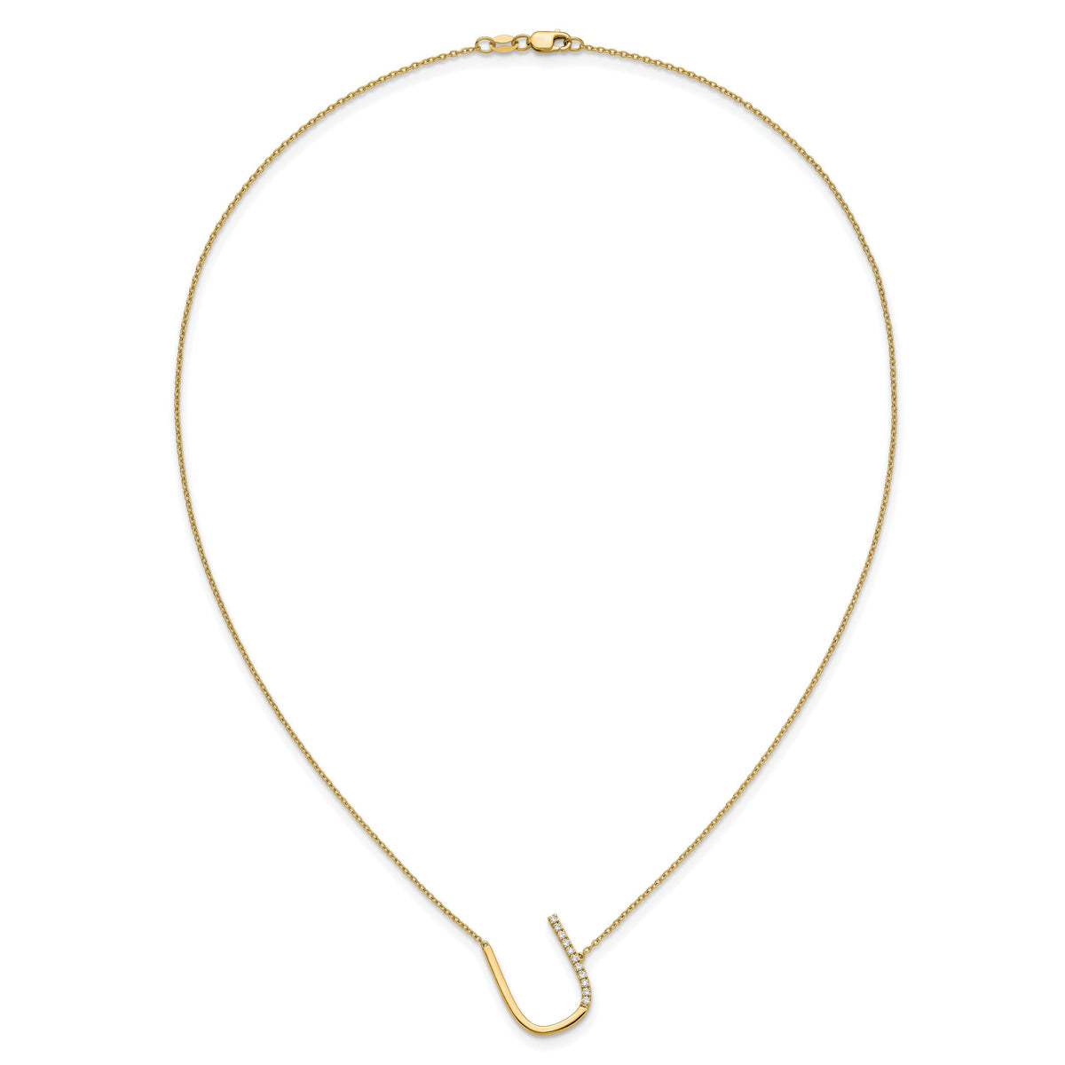14K Sideways Diamond Initial U Necklace-PM9844U-013-YA