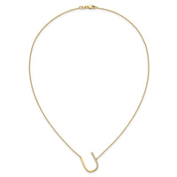 14K Sideways Diamond Initial U Necklace-PM9844U-013-YA