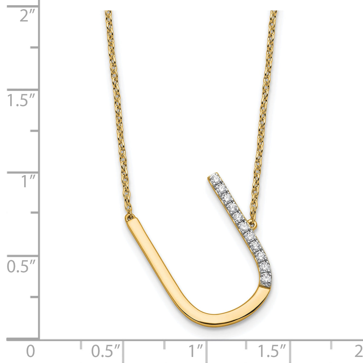 14K Sideways Diamond Initial U Necklace-PM9844U-013-YA