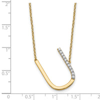 14K Sideways Diamond Initial U Necklace-PM9844U-013-YA