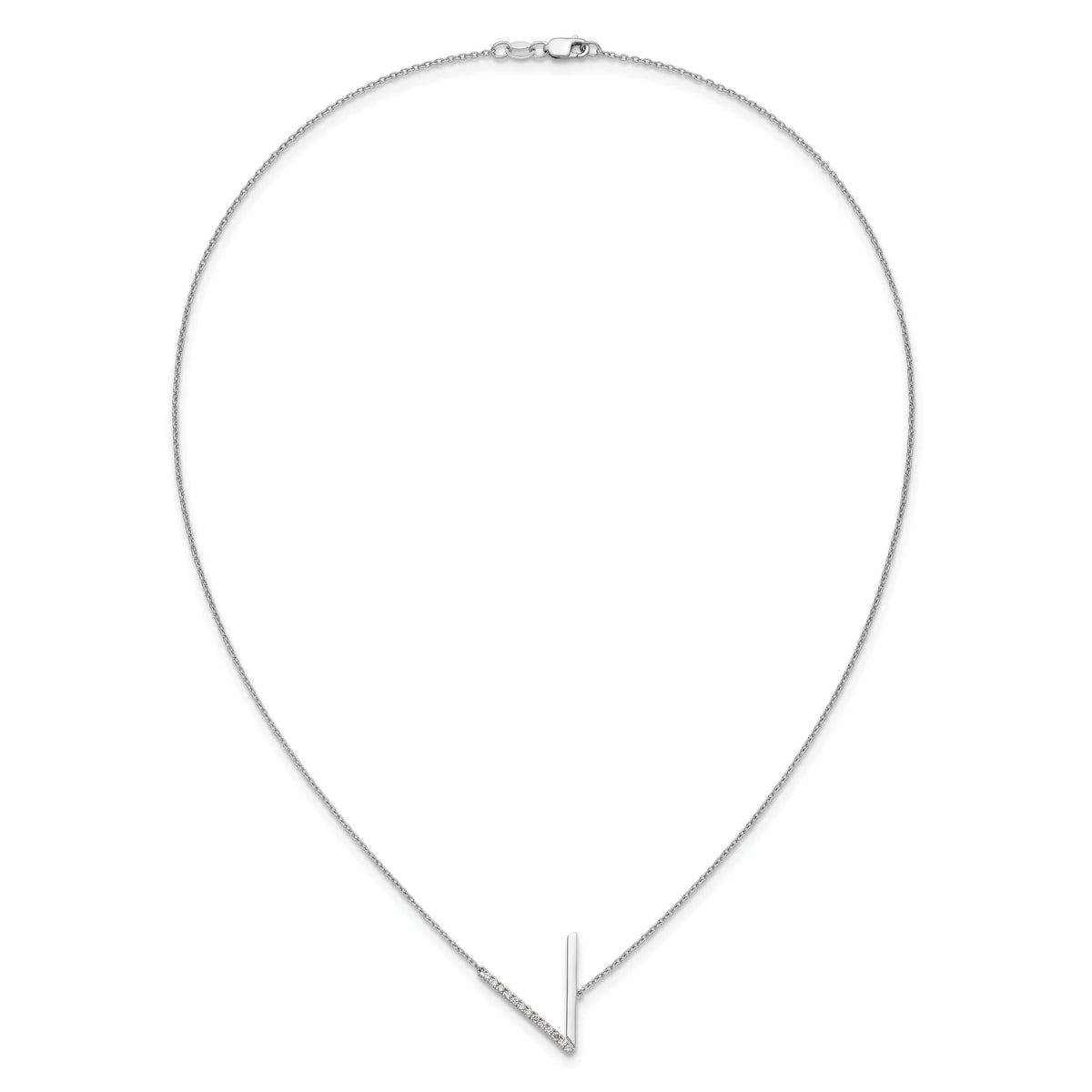 14K White Gold Sideways Diamond Initial V Necklace-PM9844V-016-WA