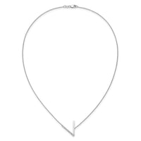 14K White Gold Sideways Diamond Initial V Necklace-PM9844V-016-WA