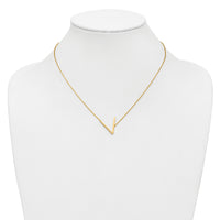 14K Sideways Diamond Initial V Necklace-PM9844V-016-YA
