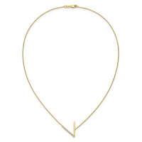 14K Sideways Diamond Initial V Necklace-PM9844V-016-YA