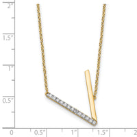 14K Sideways Diamond Initial V Necklace-PM9844V-016-YA