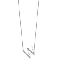 14K White Gold Sideways Diamond Initial W Necklace-PM9844W-029-WA