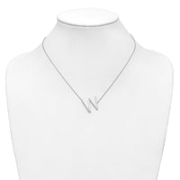 14K White Gold Sideways Diamond Initial W Necklace-PM9844W-029-WA