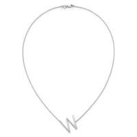 14K White Gold Sideways Diamond Initial W Necklace-PM9844W-029-WA