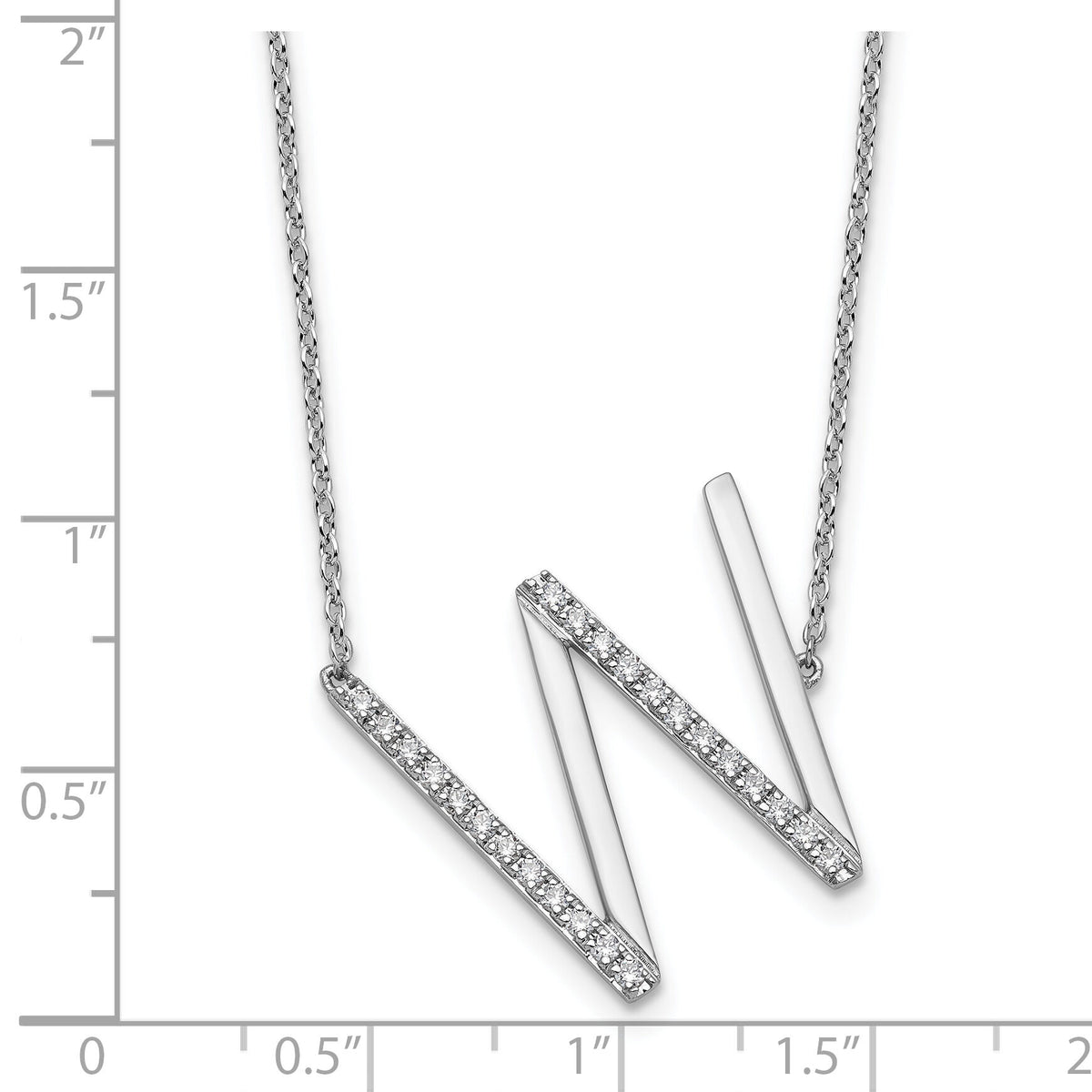 14K White Gold Sideways Diamond Initial W Necklace-PM9844W-029-WA