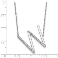 14K White Gold Sideways Diamond Initial W Necklace-PM9844W-029-WA