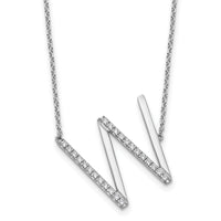 14K White Gold Sideways Diamond Initial W Necklace-PM9844W-029-WA