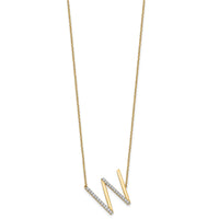 14K Sideways Diamond Initial W Necklace-PM9844W-029-YA