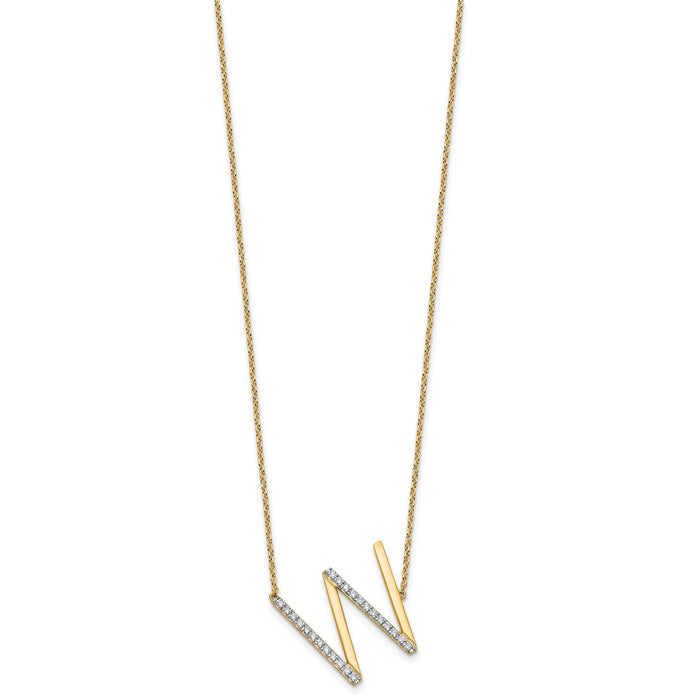 14K Sideways Diamond Initial W Necklace-PM9844W-029-YA