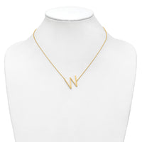14K Sideways Diamond Initial W Necklace-PM9844W-029-YA