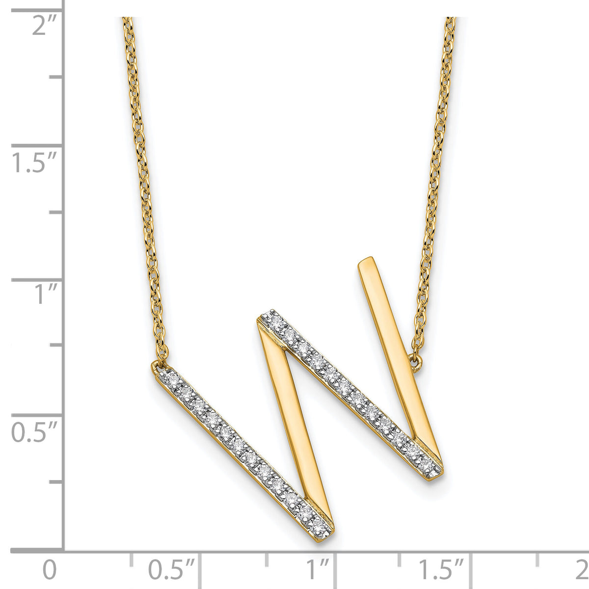 14K Sideways Diamond Initial W Necklace-PM9844W-029-YA
