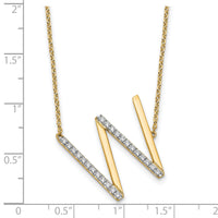 14K Sideways Diamond Initial W Necklace-PM9844W-029-YA