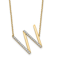14K Sideways Diamond Initial W Necklace-PM9844W-029-YA