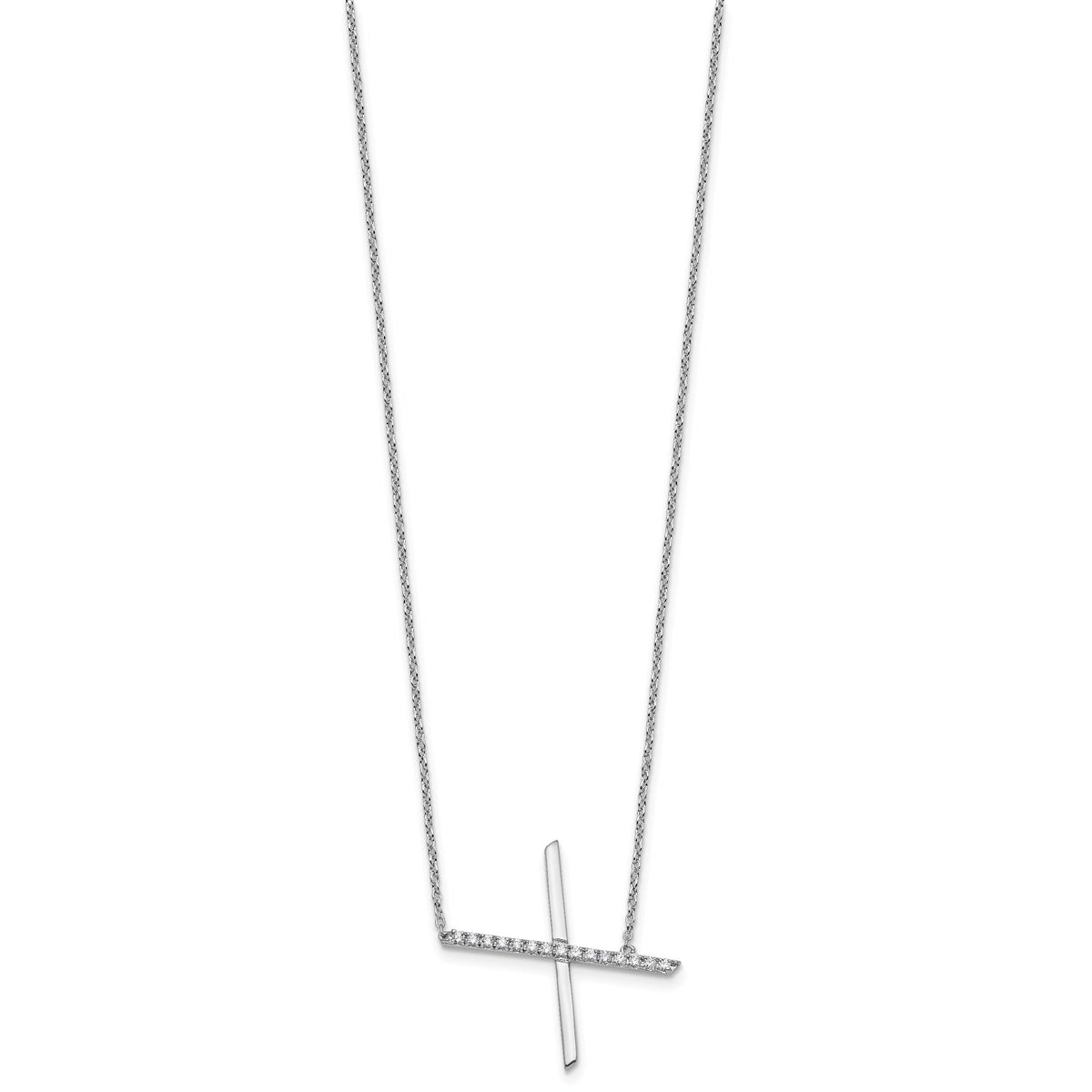 14K White Gold Sideways Diamond Initial X Necklace-PM9844X-018-WA