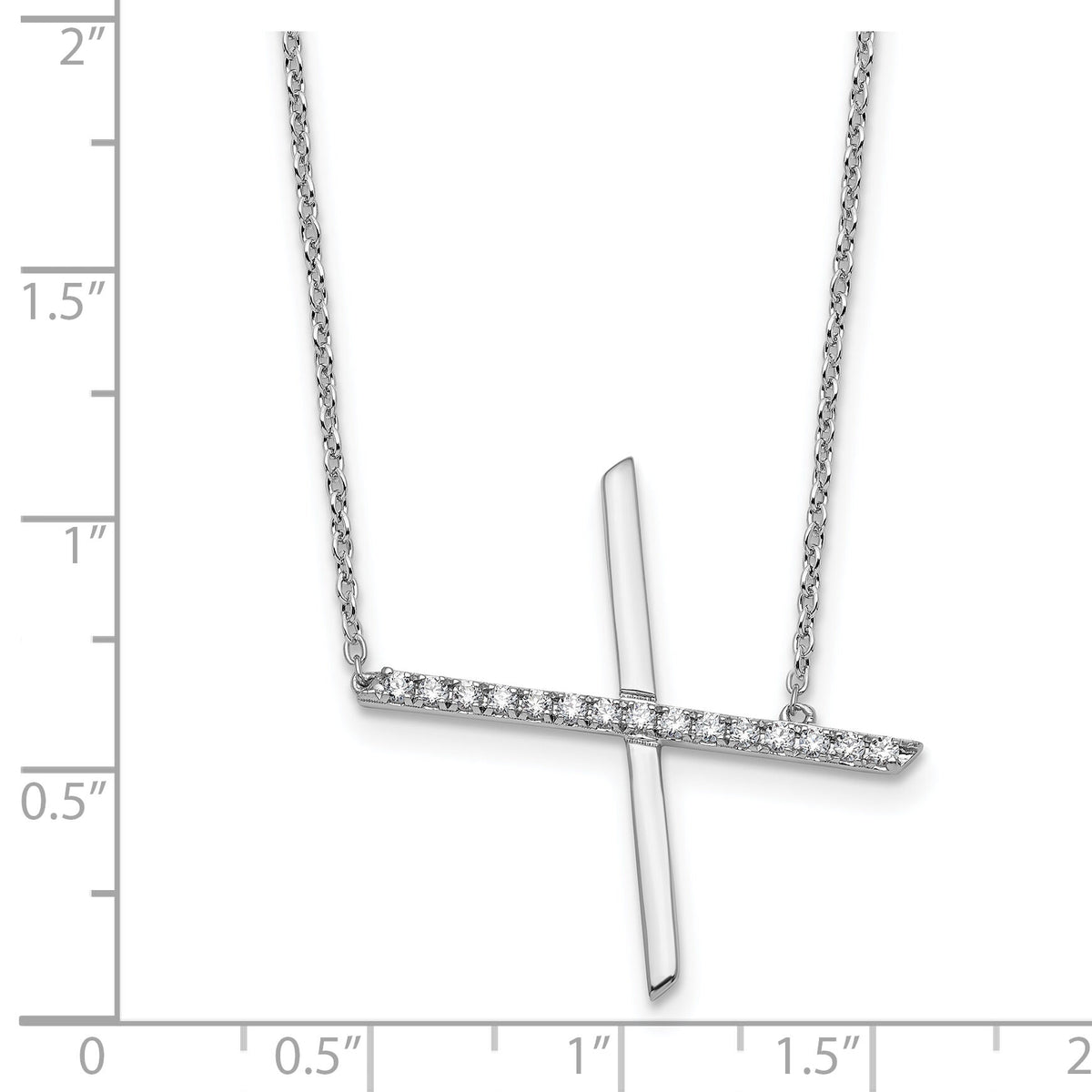 14K White Gold Sideways Diamond Initial X Necklace-PM9844X-018-WA