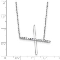 14K White Gold Sideways Diamond Initial X Necklace-PM9844X-018-WA